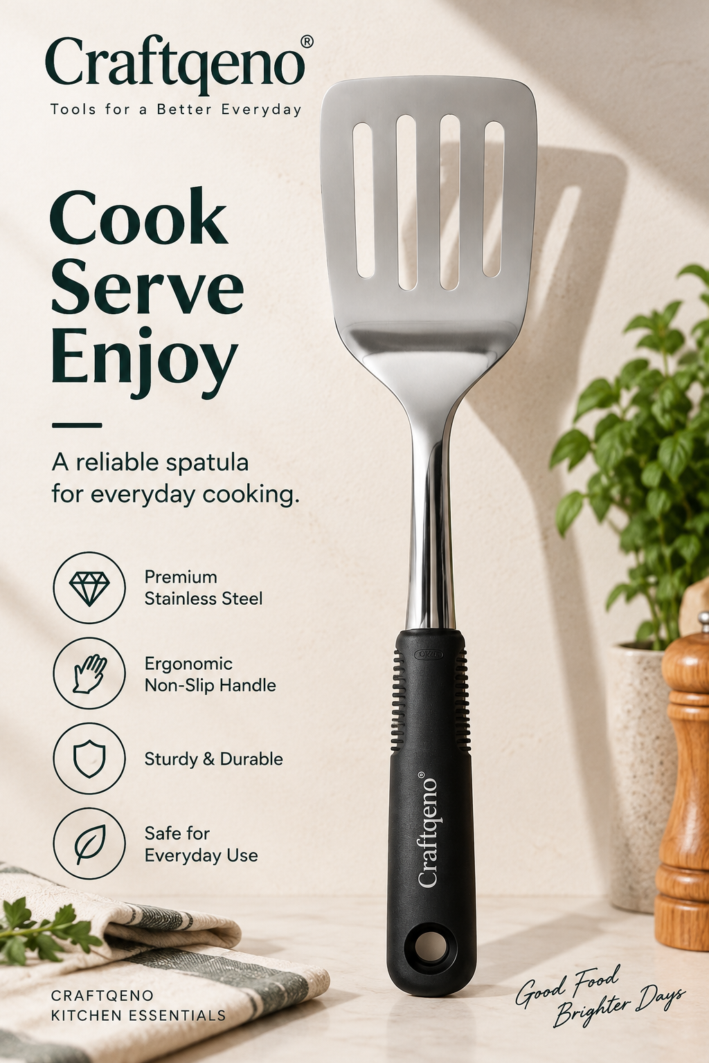 Craftqeno® Stainless Steel Turner