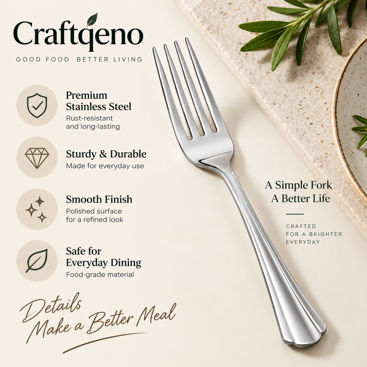 Craftqeno® Set of 12 Stainless Steel Dinner Forks