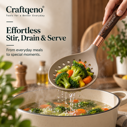 Craftqeno® 2-Piece Silicone Slotted Spoon & Skimmer Set