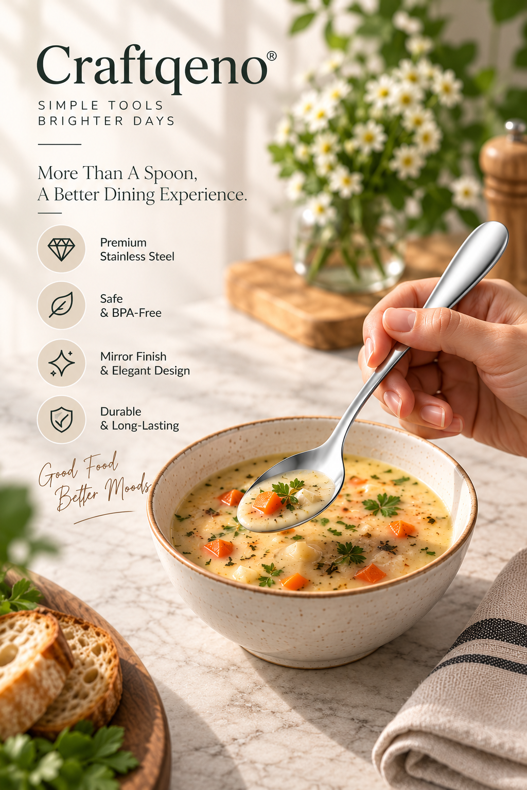 Craftqeno® 8-Piece Stainless Steel Tablespoon Set