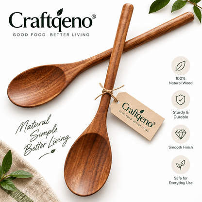 Craftqeno® 2-Piece Natural Wood Cooking Spoon Set