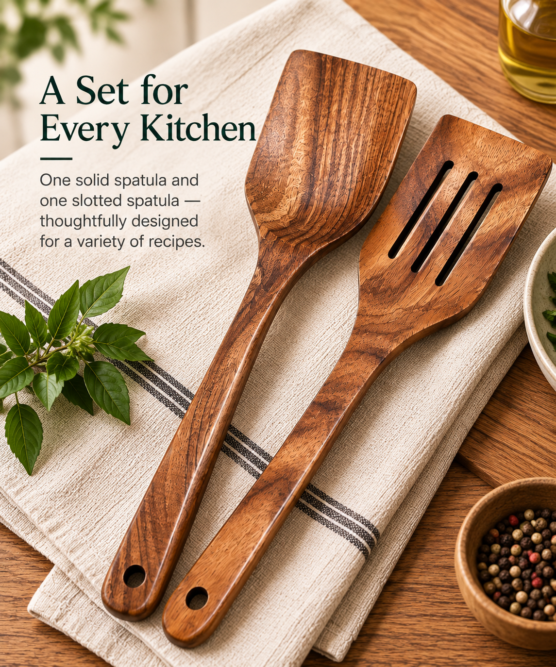 Craftqeno® 2-Piece Acacia Wood Spatula Set